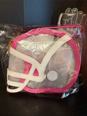 Clear Crossbody Bag with Pink Trim and White Accents